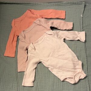 Cloud Island Ribbed Baby Bodysuit Set - Peach and Light Pink